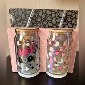 Cobwebs & Cauldron Pink Ghost Glass Tumbler